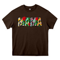 Chocolate Brown floral animal print mama Heavy Core Tee - CowhideDigitalArt