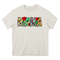 Cream floral animal print mama Heavy Core Tee - CowhideDigitalArt