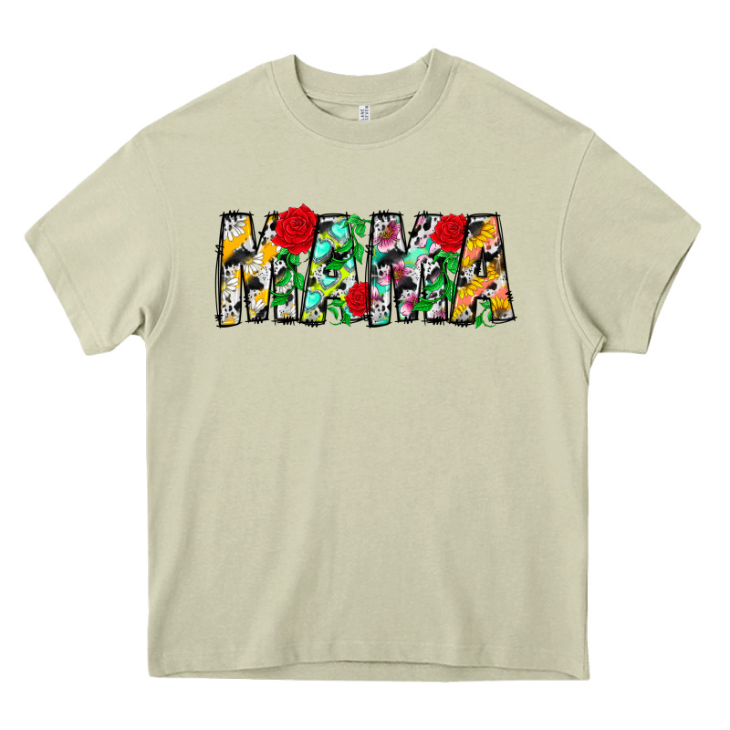 Floral Animal Print Mama Heavy Core Tee by CowhideDigitalArt | Teevron