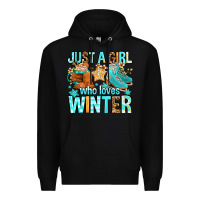 Black just a girl who loves winter Premium Hoodie - FaDigitalArtStudio
