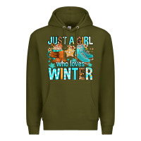 Army Green just a girl who loves winter Premium Hoodie - FaDigitalArtStudio
