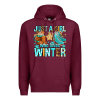 Burgundy just a girl who loves winter Premium Hoodie - FaDigitalArtStudio