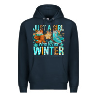 Navy just a girl who loves winter Premium Hoodie - FaDigitalArtStudio