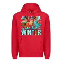Red just a girl who loves winter Premium Hoodie - FaDigitalArtStudio