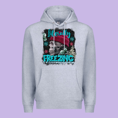 Literally Freezing Skull Premium Hoodie Designed By Fadigitalartstudio