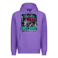 Purple literally freezing skull Premium Hoodie - FaDigitalArtStudio