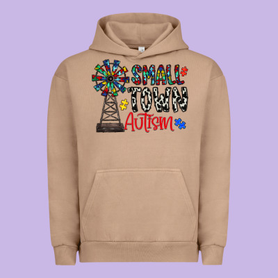 Small Town Autism Urban Hoodie Designed By Cowhidedigitalart