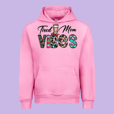 Tired Mom Vibes Urban Hoodie Designed By Cowhidedigitalart
