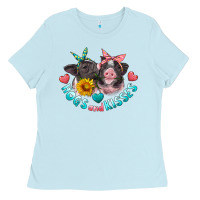 Baby Blue hogs and kisses pigs Ladies Tee - Artiststas