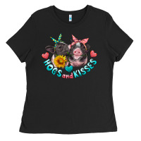 Black hogs and kisses pigs Ladies Tee - Artiststas