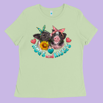 Hogs And Kisses Pigs Ladies Tee Designed By Artiststas