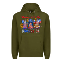 Army Green hangin with my gnomerica Premium Hoodie - RacoonDesign