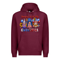 Burgundy hangin with my gnomerica Premium Hoodie - RacoonDesign