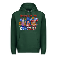 Sports Green hangin with my gnomerica Premium Hoodie - RacoonDesign