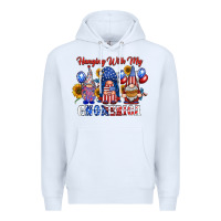 White hangin with my gnomerica Premium Hoodie - RacoonDesign