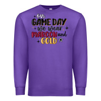 Purple on game day we wear maroon and gold Premium Sweatshirt - MaliasSmallBusiness