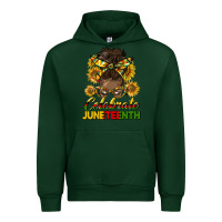 Forest Green celebrate juneteenth black woman bun Urban Hoodie - HRA Design Shop