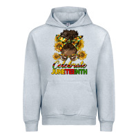 Heather Grey celebrate juneteenth black woman bun Urban Hoodie - HRA Design Shop
