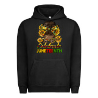 Pigment Black celebrate juneteenth black woman bun Urban Hoodie - HRA Design Shop