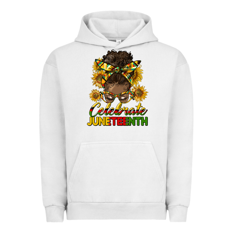 Celebrate Juneteenth Black Woman Bun Urban Hoodie by HRA Design Shop | Teevron