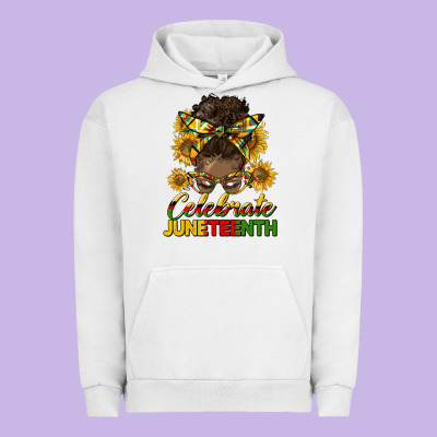 Celebrate Juneteenth Black Woman Bun Urban Hoodie Designed By Hra Design Shop