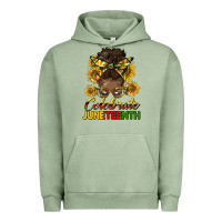 Pigment Oil Green celebrate juneteenth black woman bun Urban Hoodie - HRA Design Shop