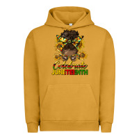 Pigment Peanut Butter celebrate juneteenth black woman bun Urban Hoodie - HRA Design Shop