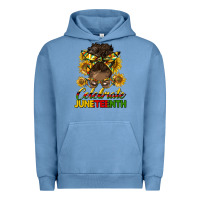 Pigment Pebble Blue celebrate juneteenth black woman bun Urban Hoodie - HRA Design Shop