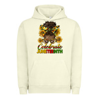 Pigment Pistachio celebrate juneteenth black woman bun Urban Hoodie - HRA Design Shop