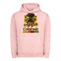 Pigment Salmon celebrate juneteenth black woman bun Urban Hoodie - HRA Design Shop