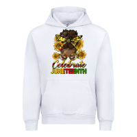 White celebrate juneteenth black woman bun Urban Hoodie - HRA Design Shop