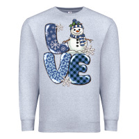 Heather Grey love snowman Premium Sweatshirt - MaliasSmallBusiness