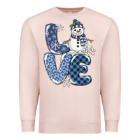 Pale Pink love snowman Premium Sweatshirt - MaliasSmallBusiness