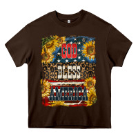 Chocolate Brown Western God Bless America 4th of July Heavy Core Tee - LillyAllenDesigns