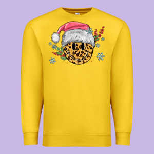 Leopard Smiley Face Premium Sweatshirt Designed By Maliassmallbusiness