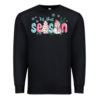 Black tis the season snowman and christmas cake Premium Sweatshirt - MaliasSmallBusiness