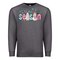 Charcoal Heather tis the season snowman and christmas cake Premium Sweatshirt - MaliasSmallBusiness