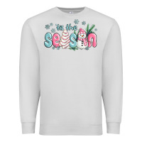 Dove Grey tis the season snowman and christmas cake Premium Sweatshirt - MaliasSmallBusiness