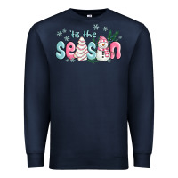Navy tis the season snowman and christmas cake Premium Sweatshirt - MaliasSmallBusiness