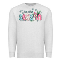Oatmeal Heather tis the season snowman and christmas cake Premium Sweatshirt - MaliasSmallBusiness