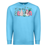 Ocean Blue tis the season snowman and christmas cake Premium Sweatshirt - MaliasSmallBusiness