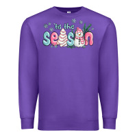 Purple tis the season snowman and christmas cake Premium Sweatshirt - MaliasSmallBusiness