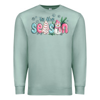 Seafoam tis the season snowman and christmas cake Premium Sweatshirt - MaliasSmallBusiness