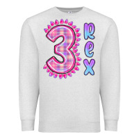 Oatmeal Heather 3 rex pink dinosaur Premium Sweatshirt - MaliasSmallBusiness