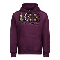 Mauve Wine love our troops Urban Hoodie - CowhideDigitalArt