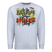 Heather Grey be the reason someone smiles today Premium Sweatshirt - MaliasSmallBusiness