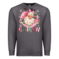 Charcoal Heather pink santa 'tis the season Premium Sweatshirt - MaliasSmallBusiness
