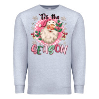 Heather Grey pink santa 'tis the season Premium Sweatshirt - MaliasSmallBusiness