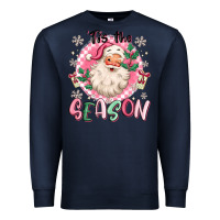 Navy pink santa 'tis the season Premium Sweatshirt - MaliasSmallBusiness