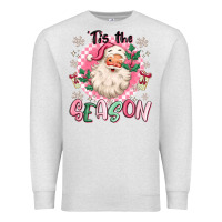 Oatmeal Heather pink santa 'tis the season Premium Sweatshirt - MaliasSmallBusiness